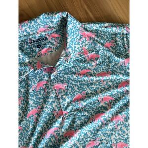 Chubbies The Domingo Performance Polo Shirt Mens XL Flamingo Print Short Sleeve